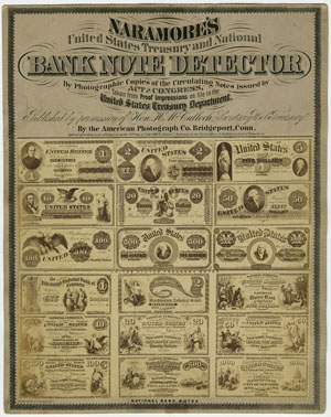 Robert C. Naramore. Naramore&rsquo;s United States Treasury and National Banknote Detector. Bridgeport, Conn.: American Photograph Company, [1866?].